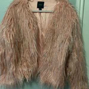 Pink faux fur with glitter